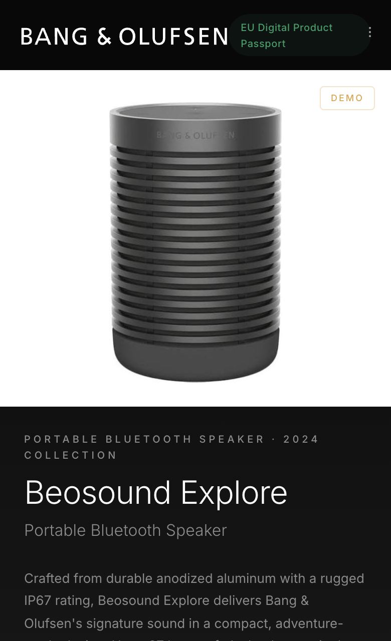 Digitalt produktpass: Bang & Olufsen Beosound Explore