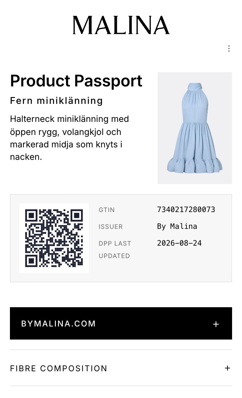 Digitalt produktpass: By Malina Fern miniklänning
