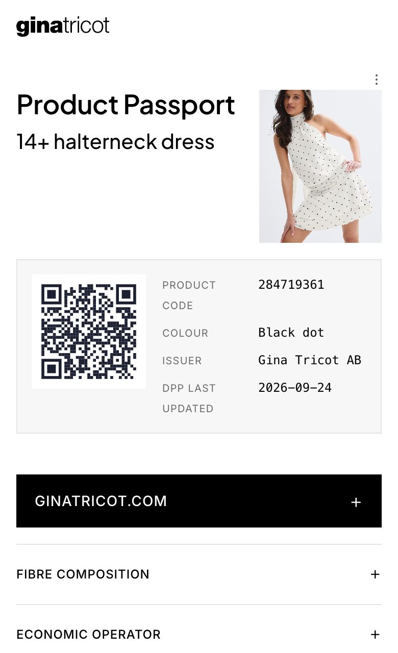 Digitalt produktpass: Gina Tricot 14+ halterneck dress