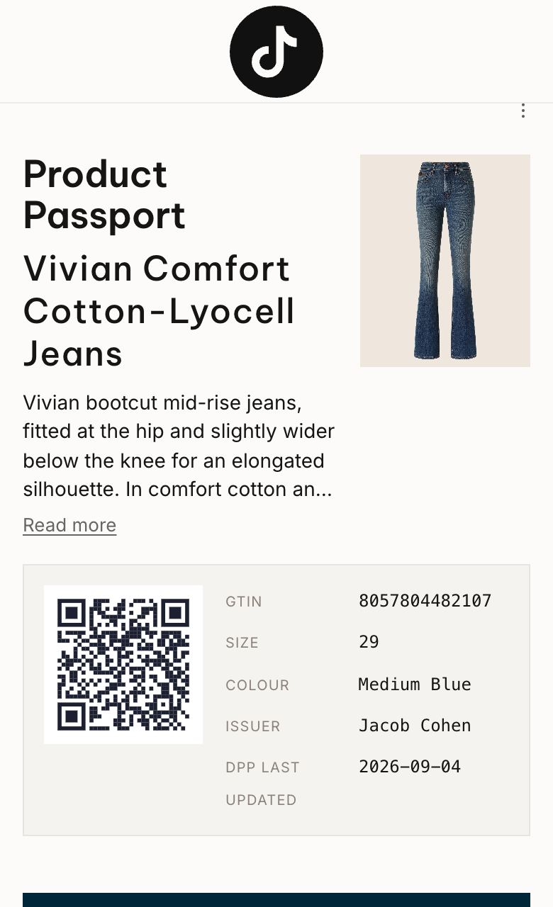 Digitalt produktpass: Jacob Cohën Vivian Comfort Cotton-Lyocell
