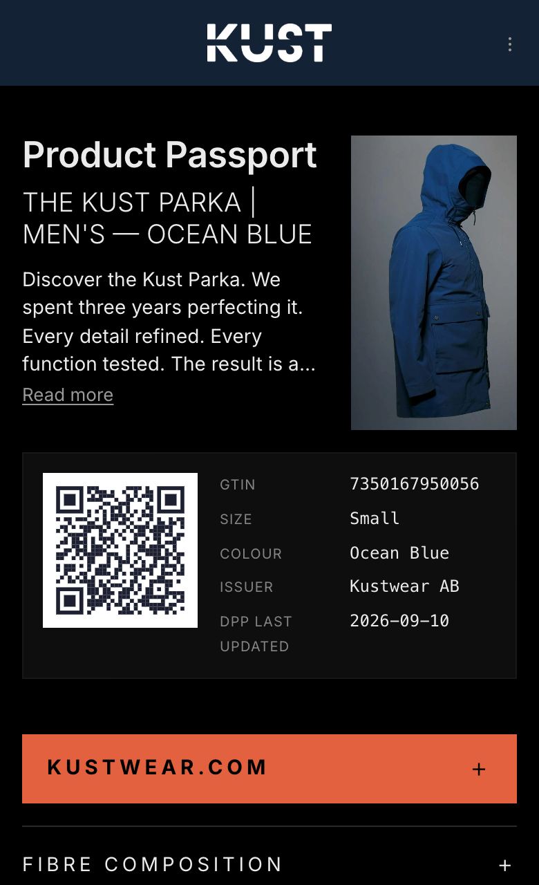 Digitalt produktpass: Kustwear The Kust Parka | Men's