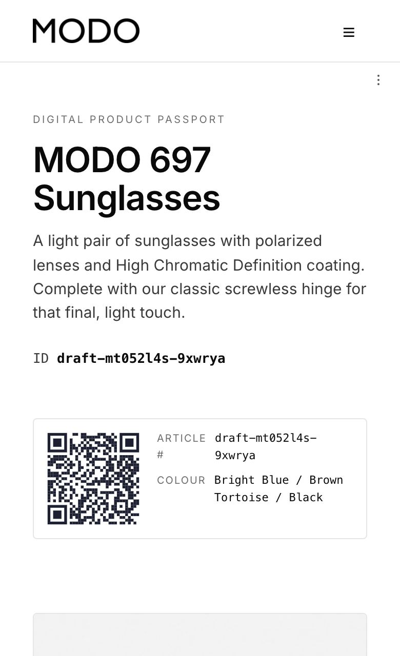 Digitalt produktpass: MODO Eyewear MODO 697 Sunglasses