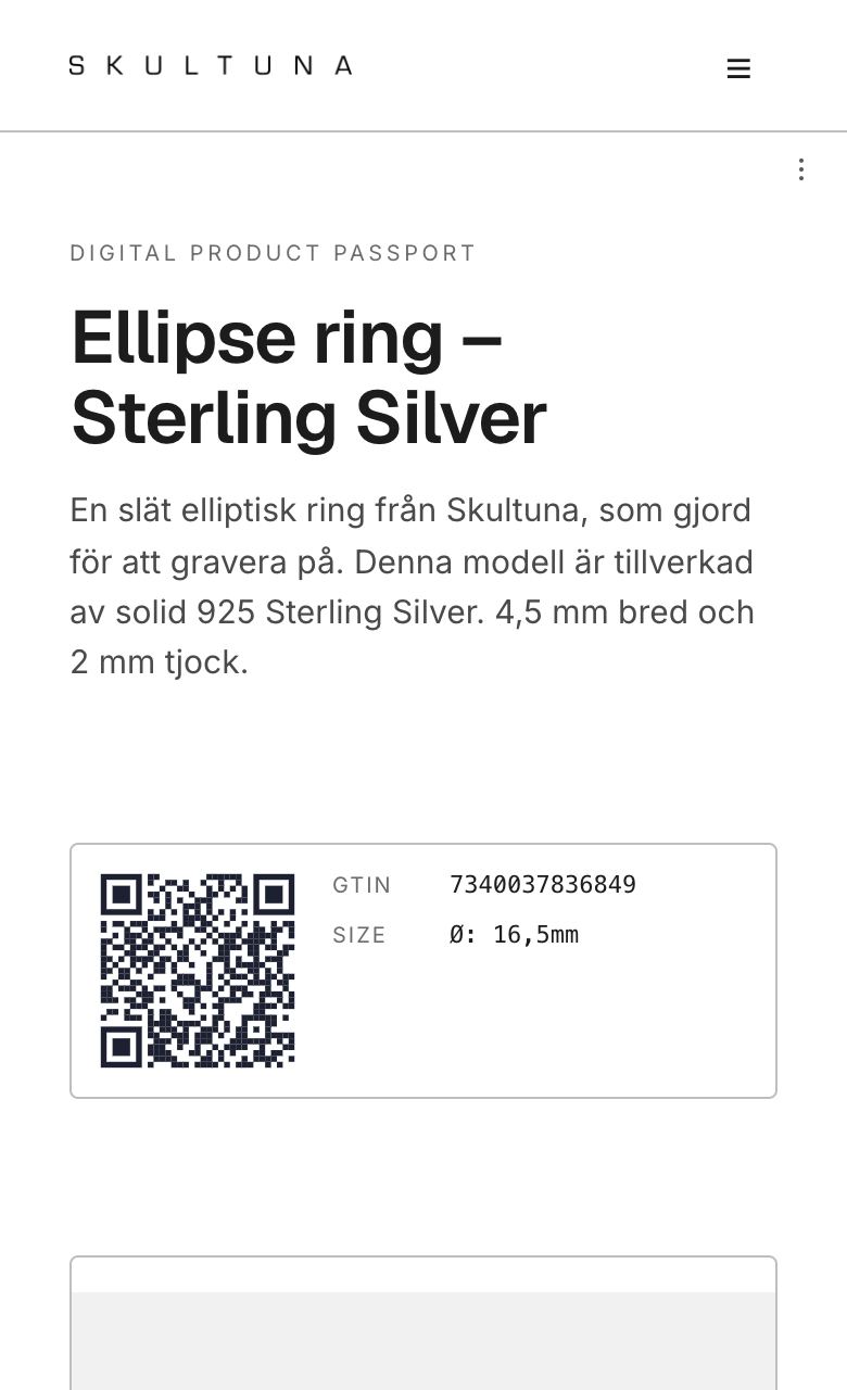 Digitalt produktpass: Skultuna Ellipse ring, sterling silver