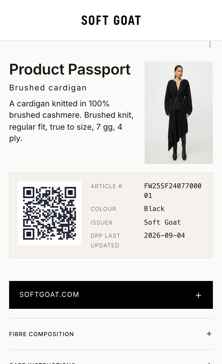 Digitalt produktpass: Soft Goat Brushed cardigan