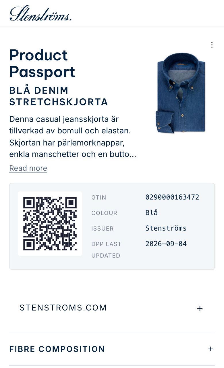 Digitalt produktpass: Stenströms Blå Denim Stretchskjorta