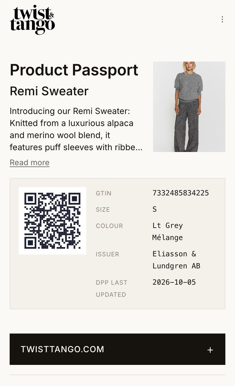 Digitalt produktpass: Twist & Tango Remi Sweater